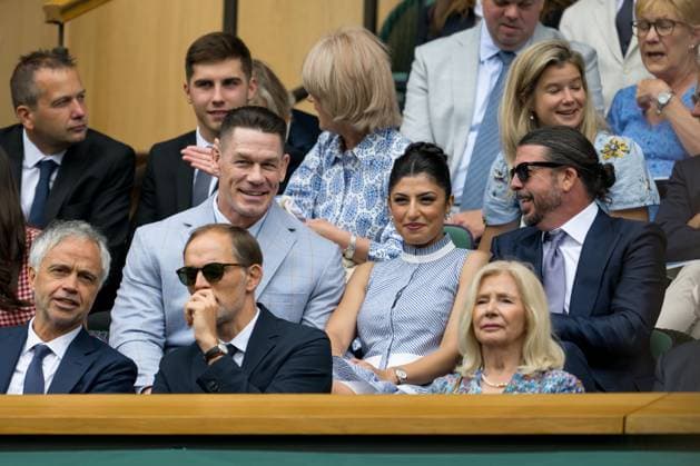 250702 John Cena, American actor and professional wrestler and American musician Dave Grohl in the stands during day 3 of Wimbledon on July 2, 2025 in London Photo Petter Arvidson BILDBYRAN kod PA PA1047 tennis wimbledon day 3 bbeng  Copyright: PETTERxARVIDSON BB250702PA005