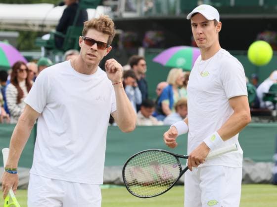Uruguayan Ariel Behar and Belgian Joran Vliegen pictured during a doubles tennis match against Italian pair Vavassori - Bolelli, in the first round of the men s doubles at the 2025 Wimbledon grand slam tournament, Wednesday 02 July 2025 at the All England Tennis Club, in South-West London, Britain. BENOITxDOPPAGNE  x128262163x