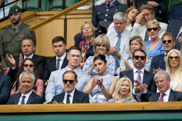 250702 John Cena, American actor and professional wrestler and American musician Dave Grohl in the stands during day 3 of Wimbledon on July 2, 2025 in London Photo Petter Arvidson BILDBYRAN kod PA PA1047 tennis wimbledon day 3 bbeng  Copyright: PETTERxARVIDSON BB250702PA011