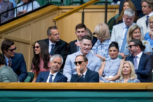 250702 Louis Partridge, Olivia Rodrigo, John Cena and Dave Grohl in the stands during day 3 of Wimbledon on July 2, 2025 in London Photo Petter Arvidson BILDBYRAN kod PA PA1047 tennis wimbledon day 3 bbeng  Copyright: PETTERxARVIDSON BB250702PA019