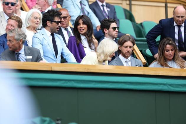 RECORD DATE NOT STATED 02.07.2025 Wimbledon TENIS TENNIS GWIAZDY NA TURNIEJU TENISOWYM John Cena, Idris Elba and Priyanka Chopra Jonas in the Royal Box during Wimbledon 2025 tournament. FOT. MARCIN CHOLEWINSKI NEWSPIX.PL --- Newspix.pl  029A2657