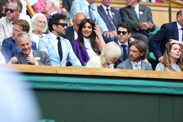 RECORD DATE NOT STATED 02.07.2025 Wimbledon TENIS TENNIS GWIAZDY NA TURNIEJU TENISOWYM John Cena, Idris Elba and Priyanka Chopra Jonas in the Royal Box during Wimbledon 2025 tournament. FOT. MARCIN CHOLEWINSKI NEWSPIX.PL --- Newspix.pl  029A2697