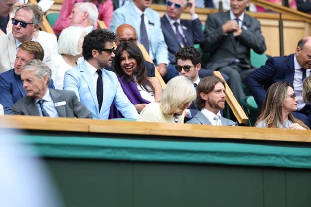 RECORD DATE NOT STATED 02.07.2025 Wimbledon TENIS TENNIS GWIAZDY NA TURNIEJU TENISOWYM John Cena, Idris Elba and Priyanka Chopra Jonas in the Royal Box during Wimbledon 2025 tournament. FOT. MARCIN CHOLEWINSKI NEWSPIX.PL --- Newspix.pl  029A2718
