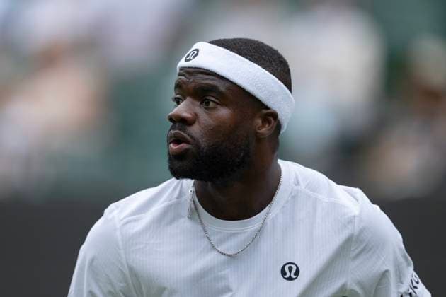 Day Three: The Championships - Wimbledon 2025 LONDON, ENGLAND - JULY 2: Frances Tiafoe of United States looks on against Cameron Norrie of Great Britain (not pictured) during the Gentlemen s Singles second round match on day three of The Championships Wimbledon 2025 at All England Lawn Tennis and Croquet Club on July 2, 2025 in London, England. Frances Tiafoe London All England Lawn Tennis and Croq England United Kingdom Copyright: xVisionhausx 776301252