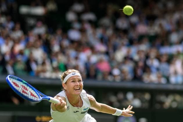 250702 Marie Bouzkova of Czech Republic competes in a second round singles tennis match during day 3 of Wimbledon on July 2, 2025 in London Photo Petter Arvidson BILDBYRAN kod PA PA1047 tennis wimbledon day 3 bbeng  Copyright: PETTERxARVIDSON BB250702PA038