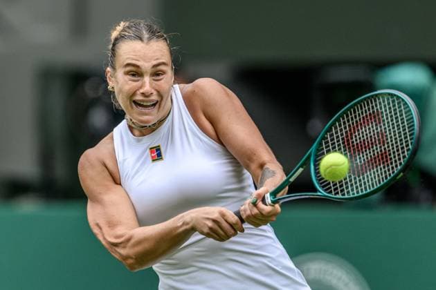 250702 Aryna Sabalenka competes in a second round singles tennis match during day 3 of Wimbledon on July 2, 2025 in London Photo Petter Arvidson BILDBYRAN kod PA PA1047 tennis wimbledon day 3 bbeng  Copyright: PETTERxARVIDSON BB250702PA049