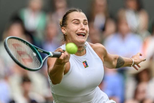 250702 Aryna Sabalenka competes in a second round singles tennis match during day 3 of Wimbledon on July 2, 2025 in London Photo Petter Arvidson BILDBYRAN kod PA PA1047 tennis wimbledon day 3 bbeng  Copyright: PETTERxARVIDSON BB250702PA050