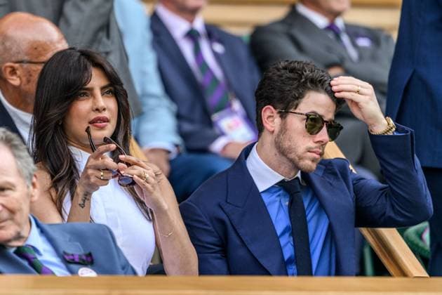 250702 Priyanka Chopra Jonas and Nick Jonas in the stands during day 3 of Wimbledon on July 2, 2025 in London Photo Petter Arvidson BILDBYRAN kod PA PA1047 tennis wimbledon day 3 bbeng  Copyright: PETTERxARVIDSON BB250702PA054