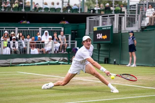 Joao Fonseca during his Wimbledon 2025 Men?s Singles second round tennis match against Jenson Brooksby at the All England Tennis Club in London, England (Richard Callis Sports Press Photo SPP) Copyright: xRichardxCallis SportsxPressxPhotox xSPPx spp-en-RiCaPrPh-SPP25_RiCa_02072025-1130121