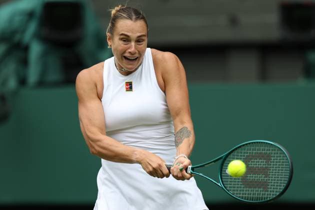 July 2, 2025, London, Celestynow, England: ARYNA SABALENKA during the match against M. Bouzkova of Czech Republic in the second round of Championships 2025 at Wimbledon AELTC in London. London England - ZUMAc278 20250702_zsp_c278_069 Copyright: xMarcinxCholewinskix