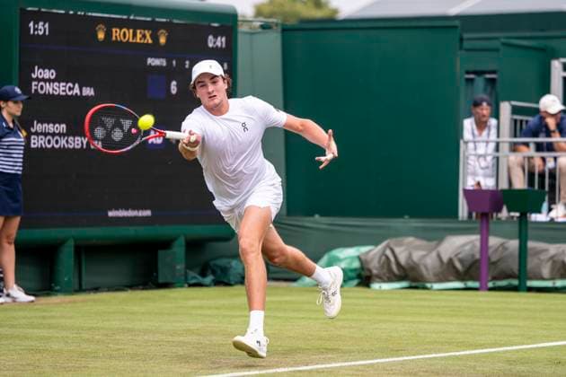 Joao Fonseca during his Wimbledon 2025 Men?s Singles second round tennis match against Jenson Brooksby at the All England Tennis Club in London, England (Richard Callis Sports Press Photo SPP) Copyright: xRichardxCallis SportsxPressxPhotox xSPPx spp-en-RiCaPrPh-SPP25_RiCa_02072025-1111600