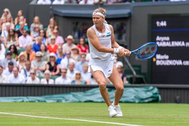 2025-07-02 Wimbledon 2025 LONDON, ENGLAND - JULY 2: Marie Bouzkoza of The Czech Republic during Wimbledon 2025 at All England Lawn Tennis & Croquet Club on July 2, 2025 in London, England. London All England Lawn Tennis & Croquet Club England Content not available for redistribution in The Netherlands directly or indirectly through any third parties. Copyright: xMarleenxFouchierx