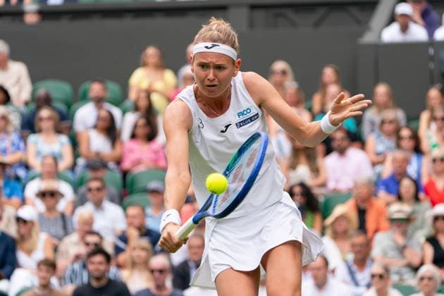 2025-07-02 Wimbledon 2025 LONDON, ENGLAND - JULY 2: Marie Bouzkoza of The Czech Republic during Wimbledon 2025 at All England Lawn Tennis & Croquet Club on July 2, 2025 in London, England. London All England Lawn Tennis & Croquet Club England Content not available for redistribution in The Netherlands directly or indirectly through any third parties. Copyright: xMarleenxFouchierx