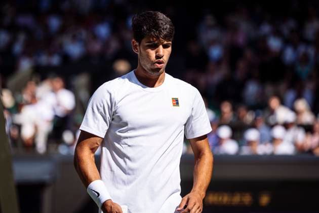 Carlos Alcaraz during his Wimbledon 2025 Men?s Singles second round tennis match against Oliver Tarvet at the All England Tennis Club in London, England (Richard Callis Sports Press Photo SPP) Copyright: xRichardxCallis SportsxPressxPhotox xSPPx spp-en-RiCaPrPh-SPP25_RiCa_02072025-1131219