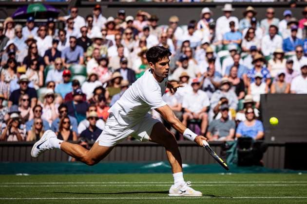 Carlos Alcaraz during his Wimbledon 2025 Men?s Singles second round tennis match against Oliver Tarvet at the All England Tennis Club in London, England (Richard Callis Sports Press Photo SPP) Copyright: xRichardxCallis SportsxPressxPhotox xSPPx spp-en-RiCaPrPh-SPP25_RiCa_02072025-1131565