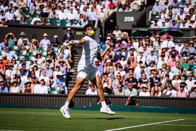 Carlos Alcaraz during his Wimbledon 2025 Men?s Singles second round tennis match against Oliver Tarvet at the All England Tennis Club in London, England (Richard Callis Sports Press Photo SPP) Copyright: xRichardxCallis SportsxPressxPhotox xSPPx spp-en-RiCaPrPh-SPP25_RiCa_02072025-1140059