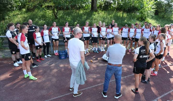 Stuttgart , Football training kick-off VfB Stuttgart women , front from left Alexander Wehrle Sascha Glass