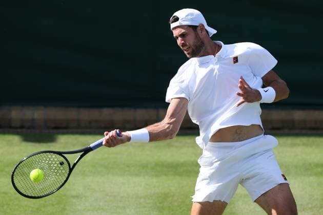 July 2, 2025, London, Celestynow, England: KAREN KHACHANOV during the match against S. Mochizuki of Japan in the second round of Championships 2025 at Wimbledon AELTC in London. London England - ZUMAc278 20250702_zsp_c278_083 Copyright: xMarcinxCholewinskix