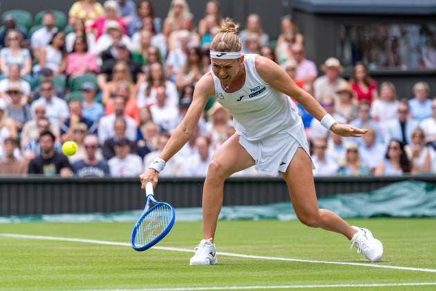 2025-07-02 The Championships Wimbledon 2025 LONDON, UNITED KINGDOM - JULY 2: Marie Bouzkoza of Czech Republic during Day Three of The Championships Wimbledon 2025 at All England Lawn Tennis and Croquet Club on July 2, 2025 in London, United Kingdom. (Photo by Marleen Fouchier BSR Agency) London United Kingdom Content not available for redistribution in The Netherlands directly or indirectly through any third parties. Copyright: xBSRxAgencyx