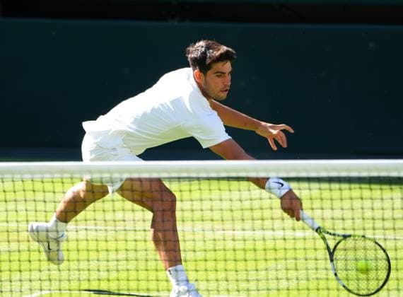 Tennis - 2025 Wimbledon Championships - Men™s Singles - Round Two - Oliver ˜Ollie™ Tarvet v Carlos Alcaraz All England Lawn Tennis & Croquet Club - Wednesday 2nd July 2025 Carlos Alcaraz of Spain 