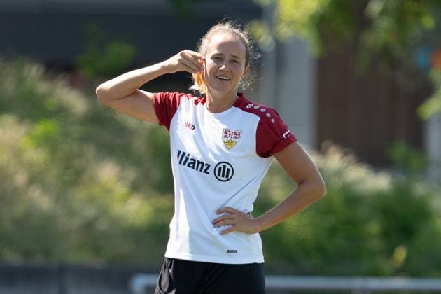 Fabienn Dongus VfB Stuttgart Women , VfB Stuttgart, 2 Womens Bundesliga, public training, season 2025 2026, 02 07 2025, VfB Stuttgart, 2 Womens Bundesliga, public training, season 2025 2026, 02 07 2025, Stuttgart Copyright: xEibner-Pressefoto EdwardxCheungx EP_ECG