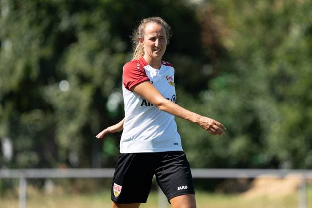Tamar Dongus VfB Stuttgart Women , Warm Up, VfB Stuttgart, 2 Womens Bundesliga, public training, season 2025 2026, 02 07 2025, VfB Stuttgart, 2 Womens Bundesliga, public training, season 2025 2026, 02 07 2025, Stuttgart Copyright: xEibner-Pressefoto EdwardxCheungx EP_ECG