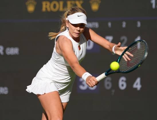 Tennis - 2025 Wimbledon Championships - Women™s Singles - Round Two - Katie Boulter v Solana Sierra All England Lawn Tennis & Croquet Club - Wednesday 2nd July 2025 Katie Boulter of GBR 