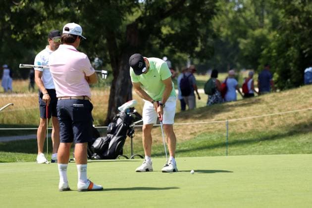 BMW International Open, Eichenried, 02 07 2025 Golf, BMW International Open, Eichenried, 02 07 2025, ProAm Tournament Picture Tobias Arlt Luger making a putt Copyright: xBEAUTIFULxSPORTS NilsxKoepkex