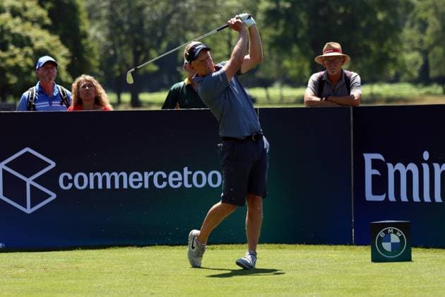 BMW International Open, Eichenried, 02 07 2025 Golf, BMW International Open, Eichenried, 02 07 2025, ProAm Tournament Picture Luke Donald professional golfer, tee shot Copyright: xBEAUTIFULxSPORTS NilsxKoepkex