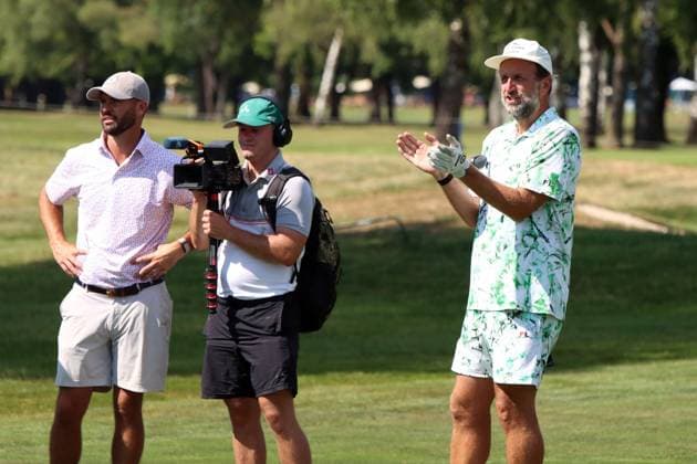 BMW International Open, Eichenried, 02 07 2025 Golf, BMW International Open, Eichenried, 02 07 2025, ProAm Tournament Picture Paul Ripke Photographer Filmmaker applauds, left , George Bryan Golf Influencer Copyright: xBEAUTIFULxSPORTS NilsxKoepkex