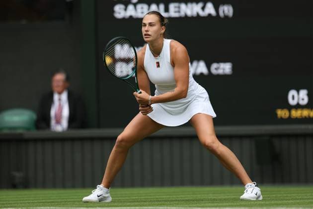 July 2, 2025, London, Celestynow, England: ARYNA SABALENKA during the match against M. Bouzkova of Czech Republic in the second round of Championships 2025 at Wimbledon AELTC in London. London UK - ZUMAc278 20250702_zsp_c278_062 Copyright: xMarcinxCholewinskix