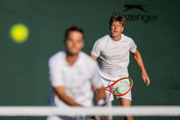 250702 AndrÃ Göransson of Sweden competes in a second round doubles tennis match during day 3 of Wimbledon on July 2, 2025 in London Photo Petter Arvidson BILDBYRAN kod PA PA1047 tennis wimbledon day 3 bbeng sverige  Copyright: PETTERxARVIDSON BB250702PA091