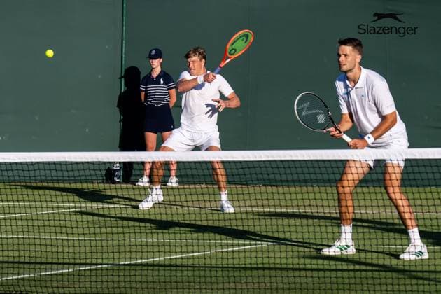 250702 AndrÃ Göransson of Sweden and Sem Verbeek of Netherlands competes in a second round doubles tennis match during day 3 of Wimbledon on July 2, 2025 in London Photo Petter Arvidson BILDBYRAN kod PA PA1047 tennis wimbledon day 3 bbeng sverige  Copyright: PETTERxARVIDSON BB250702PA093