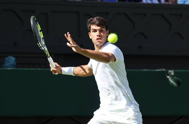 TENNIS - Wimbledon 2025 LONDON,ENGLAND,02.JUL.25 - TENNIS - ATP, Tennis Herren World Tour, Wimbledon, Grand Slam. Image shows Carlos Alcaraz (ESP).  GEPAxpictures xAlanxGrieves
