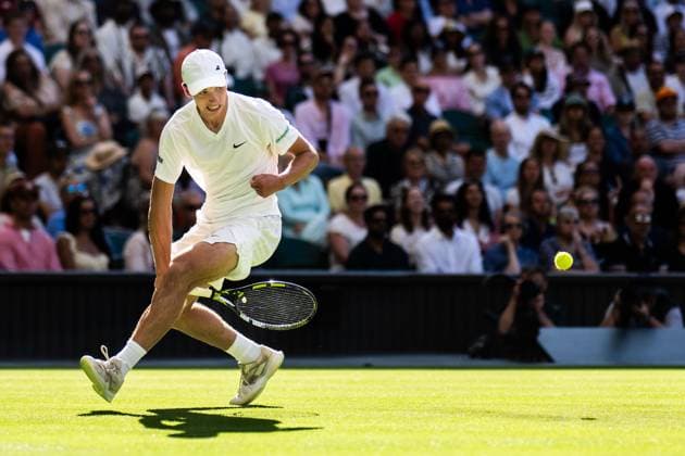 250702 Oliver Tarvet of Great Britain competes in a second round singles tennis match during day 3 of Wimbledon on July 2, 2025 in London Photo Petter Arvidson BILDBYRAN kod PA PA1047 tennis wimbledon day 3 bbeng  Copyright: PETTERxARVIDSON BB250702PA115