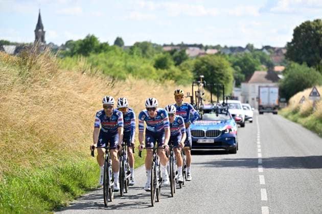 Tour de France 2025 03 07 2025 LILLE METROPOLE, FRANCE - JULY 03 : Evenepoel Remco (BEL) of Soudal - Quick Step with teammates pictured during a training session ahead of the 112th edition of Tour de France an UCI World Tour 2.UWT cycling road race stage for Men Elite on July 3, 2025 in Lille Metropole, France, 03 07 2025 ( Motordriver Kenny Verfaillie - Lille Metropole France  Copyright: xJanxDexMeuleneirx