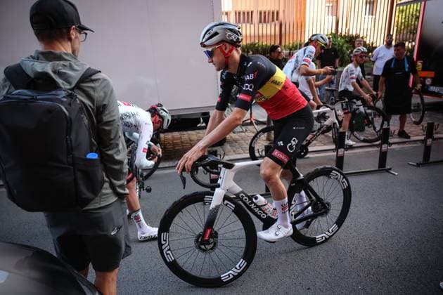 TOUR DE FRANCE 2025 PHOTOPQR VOIX DU NORD PIERRE ROUANET ; 03 07 2025 ; VALENCIENNES, 03 07 2025. Depart d entrainement de l equipe cycliste UAE team Emirates de Tadej Pogacar, a proximite de l hotel Royal Hainaut ou ils sont loges, avant le depart du Tour de France 2025. Tim Wellens. PHOTO PIERRE ROUANET LA VOIX DU NORD- French cycling race Tour de France 2024 takes place in july 2025 HAUTS DE FRANCE France  Copyright: xPHOTOPQR VOIXxDUxNORD MAXPPPxPIERRExROUANETx 20250703VDN2747 20250703VDN2747