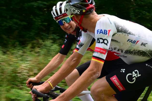 Tour de France 2025 03 07 2025 LILLE METROPOLE, FRANCE - JULY 03 : Wellens Tim (BEL) of UAE Team Emirates - XRG, Politt Nils (GER) of UAE Team Emirates - XRG pictured during a training session ahead of the 112th edition of Tour de France an UCI World Tour 2.UWT cycling road race stage for Men Elite on July 3, 2025 in Lille Metropole, France, 03 07 2025 ( Motordriver Kenny Verfaillie - Lille Metropole France  Copyright: xVincentxKalutx