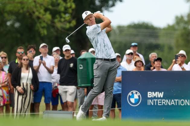 Matti Schmid GER on the tee,Tee 36 BMW International Open 2025, Golf, DP World Tour, Men, Round 1, 03 07 2025 Eichenried Bavaria Germany Copyright: xkolbert-press ChristianxKolbertx