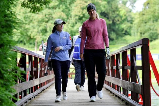 KPMG Women s Irish Open 2025, Carton House, Maynooth 3 7 2025 Leona Maguire and Anna Nordqvist Leona Maguire and Anna Nordqvist 3 7 2025  Copyright: x INPHO LaszloxGeczox LG1_0565