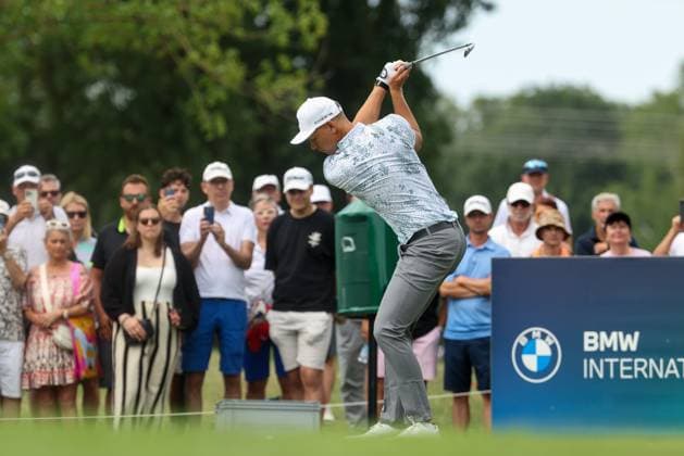 Matti Schmid GER on the tee,Tee 36 BMW International Open 2025, Golf, DP World Tour, Men, Round 1, 03 07 2025 Eichenried Bavaria Germany Copyright: xkolbert-press ChristianxKolbertx