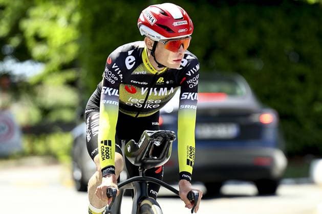 Danish Jonas Vingegaard Hansen of Team Visma-Lease a Bike pictured in action during a training ahead of the 2025 Tour de France cycling race, in Lille, France, on Thursday 03 July 2025. The 112th edition of the Tour de France starts on Saturday 5 July in Lille, France, and will finish in Paris, France on the 27th of July. DAVIDxPINTENS  x128341915x