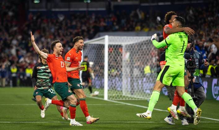 Munich, Germany. 08th Jun 2025. Diogo Jota (Portugal) Ruben Dias (Portugal) Diogo Costa (Portugal) Portugal - Spain Portugal - Spanien 08.06.2025 *** Munich, Germany 08th Jun 2025 Diogo Jota Portugal Ruben Dias Portugal Diogo Costa Portugal Portugal Spain Portugal Spain 08 06 2025