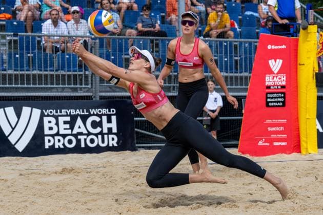 Beach Pro Tour Elite 16 Gstaad, 03 07 2025 Cinja Tillmann GER , Svenja Mueller GER Beach Pro Tour Elite 16 Gstaad on 03 07 2025 Copyright: xBEAUTIFULxSPORTS PeterxWeberx