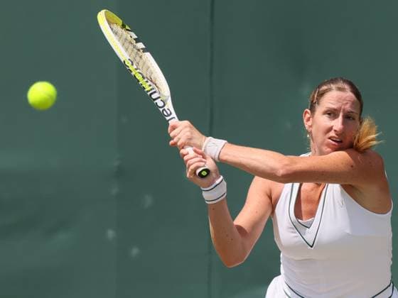 Belgian Magali Kempen pictured during a doubles tennis match between Romanian-Belgian pair Cristian-Kempen and Hungarian-Brazilian pair Babos-Stefani, in the first round of the women s doubles at the 2025 Wimbledon grand slam tournament, Thursday 03 July 2025 at the All England Tennis Club, in South-West London, Britain. BENOITxDOPPAGNE  x128344939x