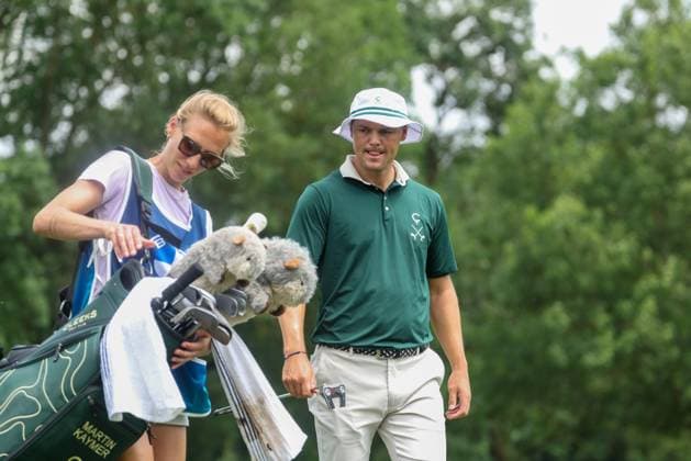 Wife Irene Scholz Caddy and Martin Kaymer GER , 36 BMW International Open 2025, Golf, DP World Tour, Men, Round 1, 03 07 2025 Eichenried Bayern Germany Copyright: xkolbert-press ChristianxKolbertx
