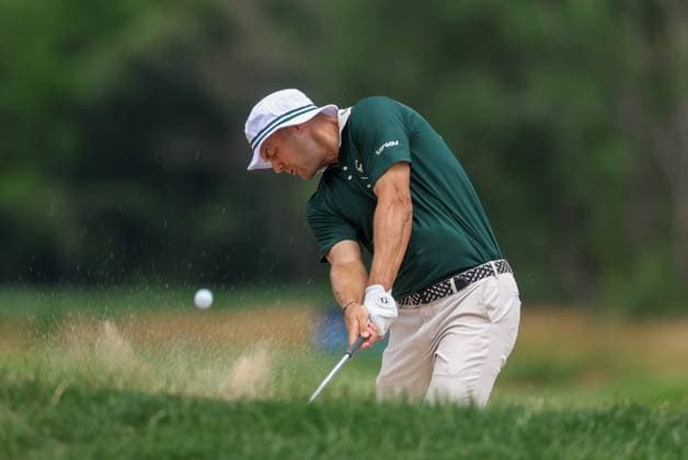 Martin Kaymer GER hits from the bunker, sand, 36 BMW International Open 2025, Golf, DP World Tour, Men, Round 1, 03 07 2025 Eichenried Bayern Germany Copyright: xkolbert-press ChristianxKolbertx