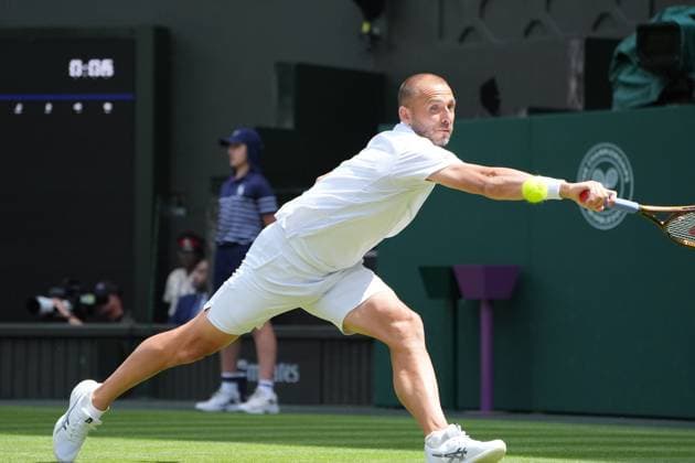 Tennis - 2025 Wimbledon Championships - Men™s Singles - 2nd round - Dan Evans v Novak Djokovic All England Lawn Tennis & Croquet Club - Thursday 3rd July 2025 Dan Evans of GBR 