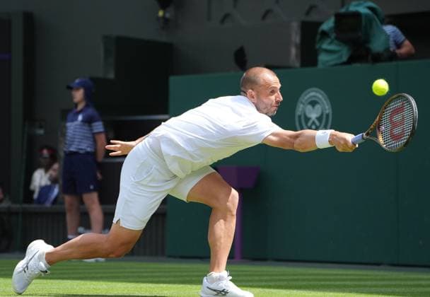 Tennis - 2025 Wimbledon Championships - Men™s Singles - 2nd round - Dan Evans v Novak Djokovic All England Lawn Tennis & Croquet Club - Thursday 3rd July 2025 Dan Evans of GBR 