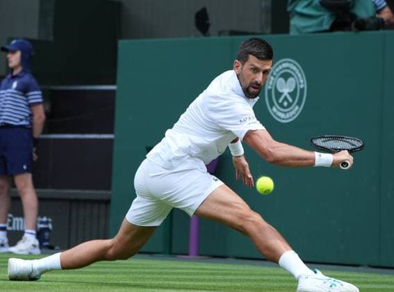 Tennis - 2025 Wimbledon Championships - Men™s Singles - 2nd round - Dan Evans v Novak Djokovic All England Lawn Tennis & Croquet Club - Thursday 3rd July 2025 Novak Djokovic of Serbia 